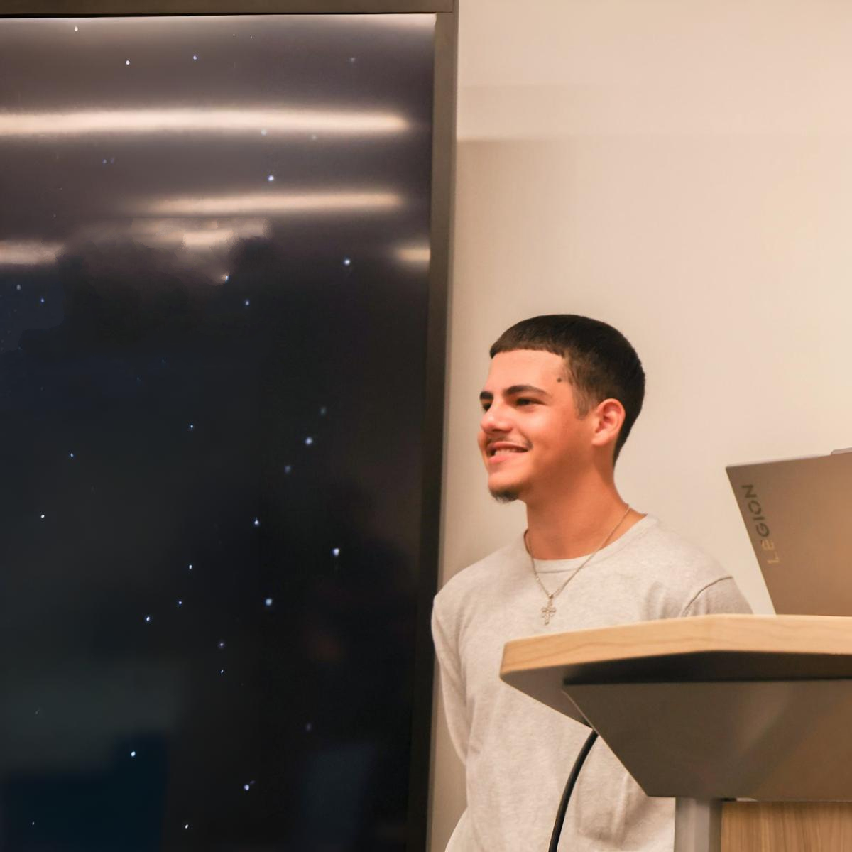 Kerellos presenting the NASA App Development Challenge project